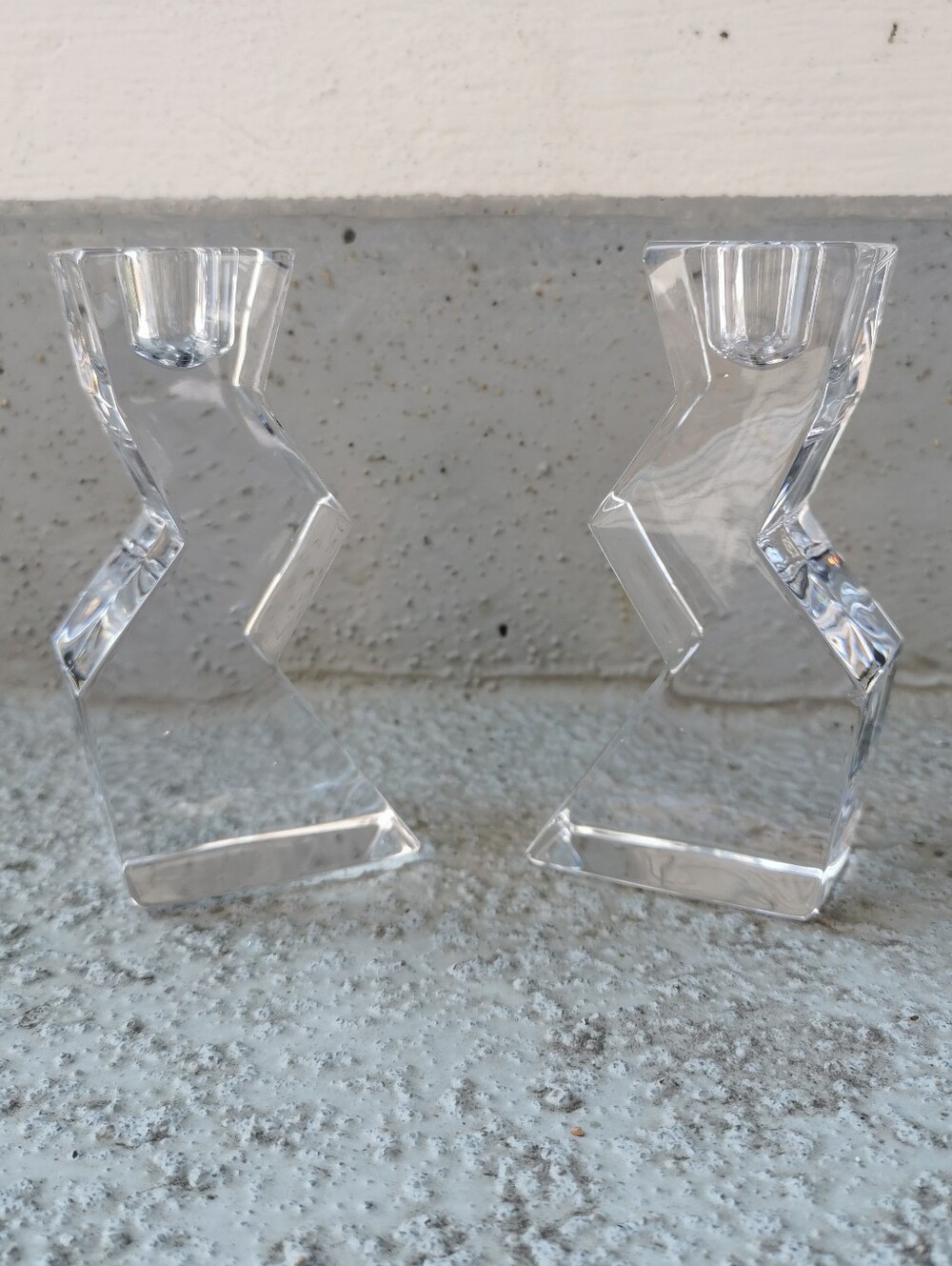 Vintage Mikasa Enigma Lead Crystal Candlestick Holders Pair 5" Slovenia